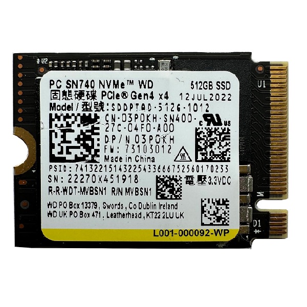 M.2 WD SN740 512GB GEN4 5000/4000MBPS NVME 2280