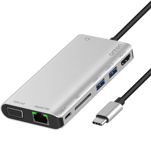 ADAPTATEUR TYPE C TO HDMI/VGA+SD/TF+02USB+JACK 3.5+TYPE OTN 9591B