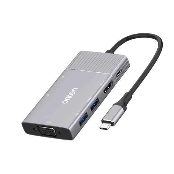 ADAPTATEUR TYPE C TO HDMI/VGA+SD/TF+02USB+JACK 3.5+TYPE OTN 95113