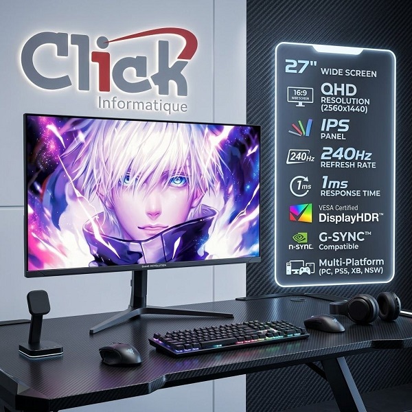 GAME REVOLUTION APOCALYPS 27" 240HZ 2K QHD IPS 1MS / 2xHDMI 1xDP / ROTATE STAND RGB