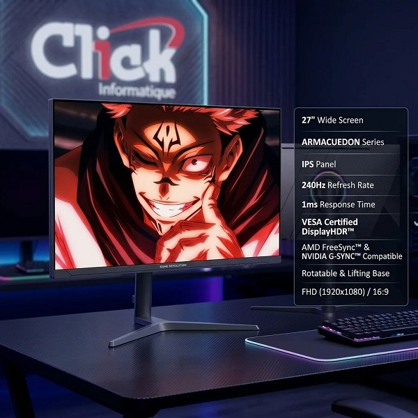GAME REVOLUTION ARMAGUEDON 27" 240HZ FHD IPS 1MS / 1xHDMI 1xDP / ROTATE STAND RGB
