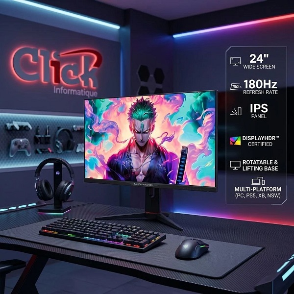 GAME REVOLUTION RAGNAROK 24" 180HZ FHD IPS 1MS HMDI /DP ROTATE STAND RGB