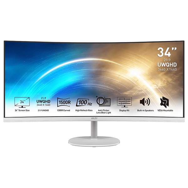 MSI PRO 34" MP341CQW UWQHD CURVED WHITE 100Hz 1500R