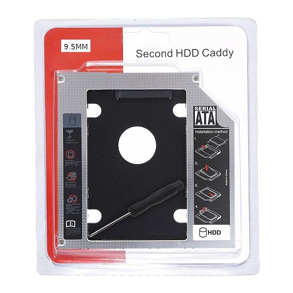 Adaptateur Rack Caddy 9.5mm pr 2eme Disque Laptop 2.5″