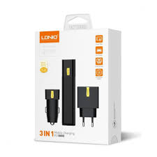 LDNIO CC200 Chargeur réseau 3 en 1, chargeur de voiture, banque d'alimentation - Kit de charge mobile QC3.0