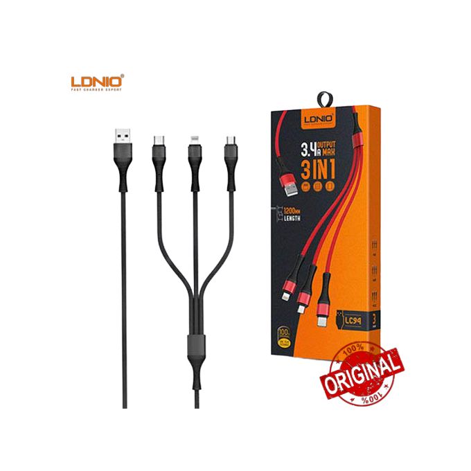 Ldnio LC94 Câble 3en1 Android Iphone Type C - Original