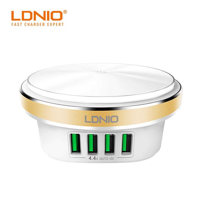 Ldnio Lampe Veilleuse & Chargeur 2 En 1 - 4 USB 4.4 A - Auto Id - A4406 - Blanc