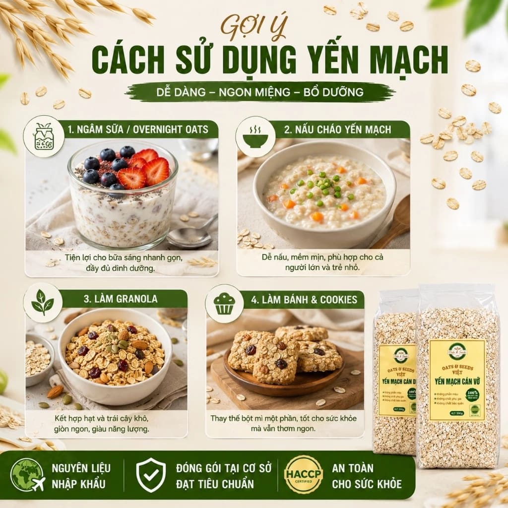 Yến Mạch cán vỡ/cán dẹt (túi zip 500g) - 1