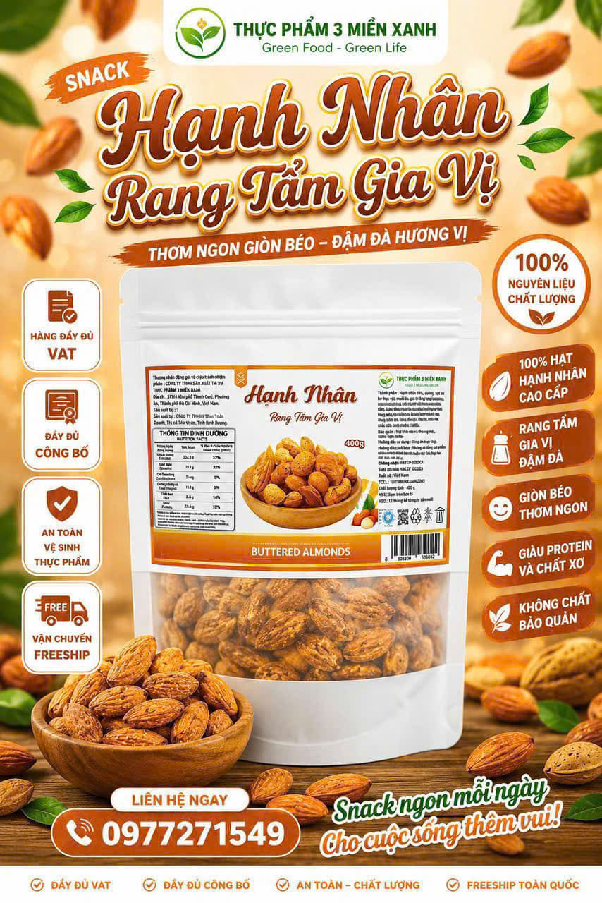 Hạnh Nhân Rang Tẩm Gia Vị (túi 450g) - 1