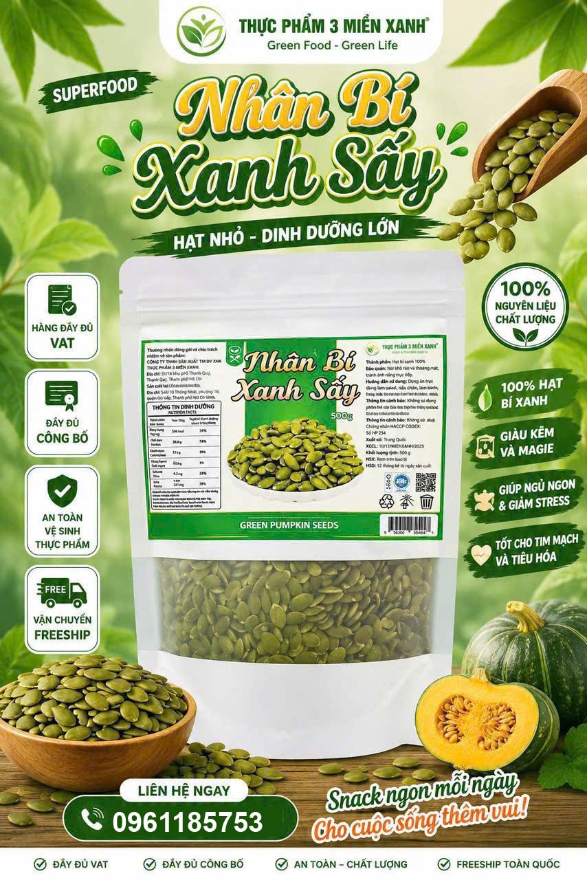 Nhân Bí Xanh Sấy (túi 450g) - 1
