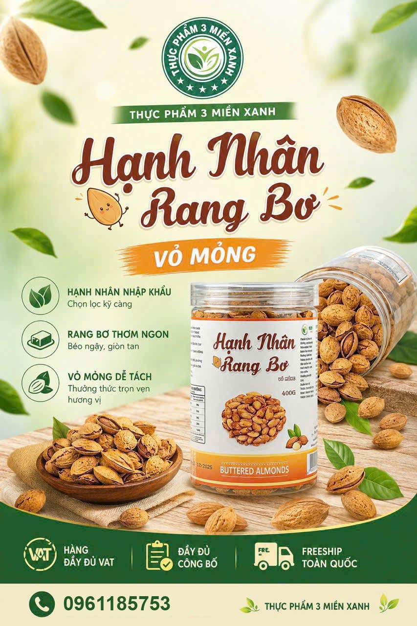 Hạnh Nhân Rang Bơ (hộp 400g) - 1