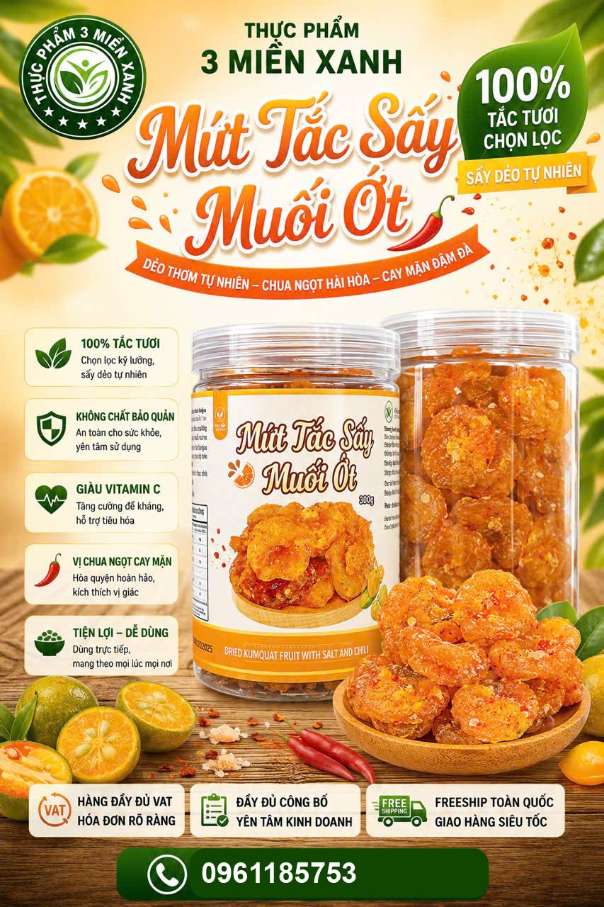 Tắc Sấy Dẻo Muối Ớt (hộp 300g) - 1