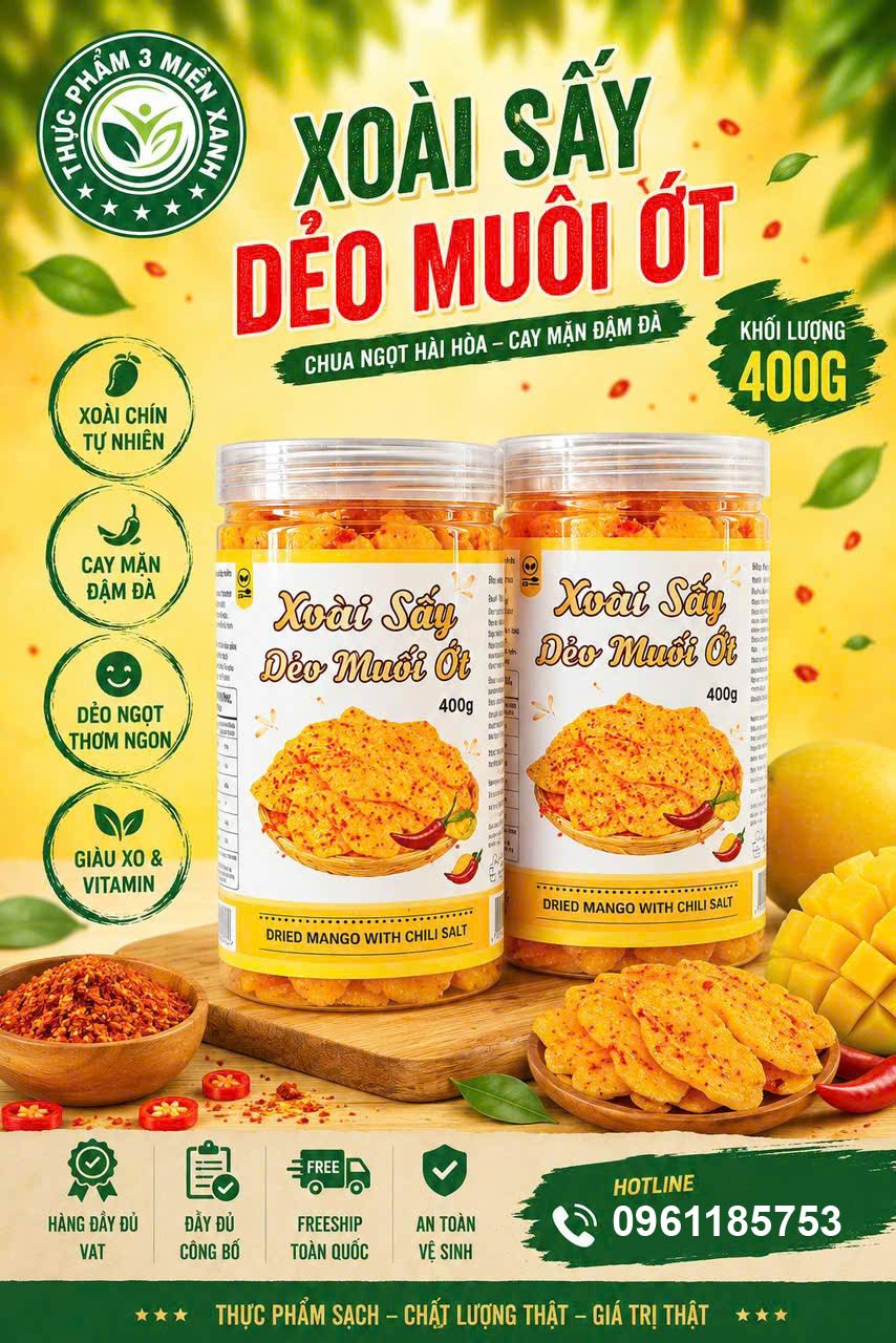 Chewy Dried Mango with Chili Salt (400g Plastic Jar) - 1