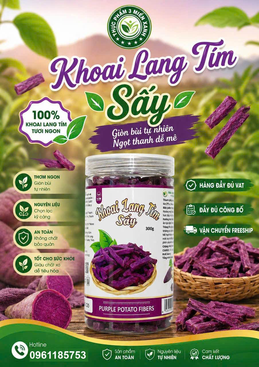 Khoai lang tím sấy (hộp 300g) - 1