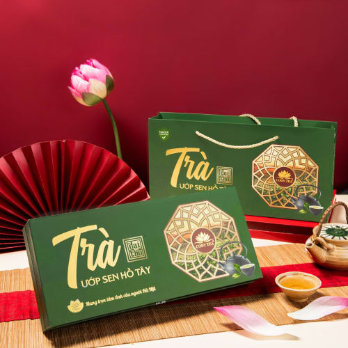 Trà ướp sen Hồ Tây - Đại Thọ (hộp 5 bông)