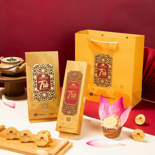 Hộp trà ướp sen Hồ Tây - Bách Niên (hộp 20 viên)