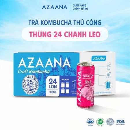 Trà Craft Kombucha Vị Chanh leo (thùng 24 lon - 330 ml/lon)