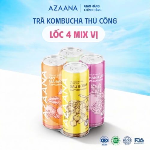 Trà Craft Kombucha Mix Vị (Lốc 4 lon - 330 ml/lon)