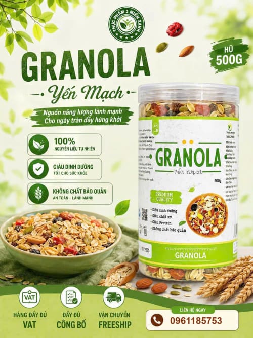 Granola Yến Mạch (hộp 500g)