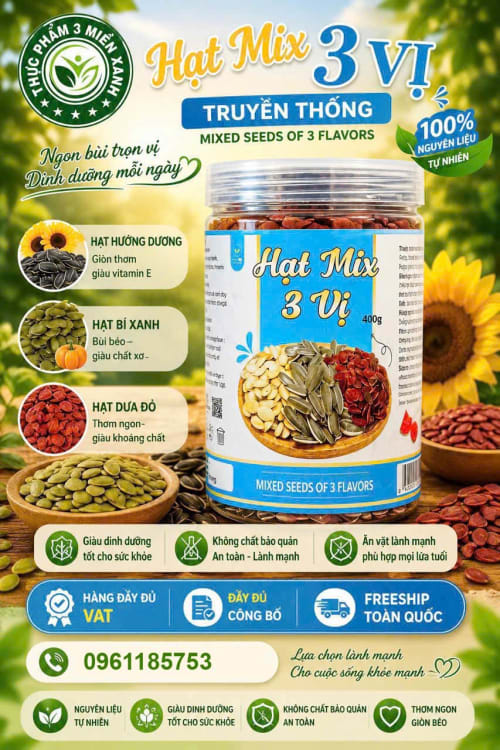 Hạt Mix 3 Vị Truyền Thống (hộp 400g)