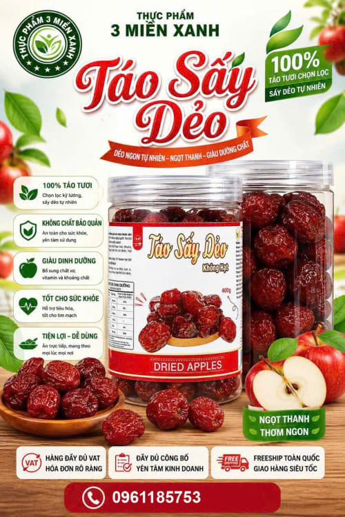 Táo Sấy Dẻo (hộp 400g)