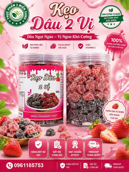 Kẹo dâu 2 vị (hộp 400g)
