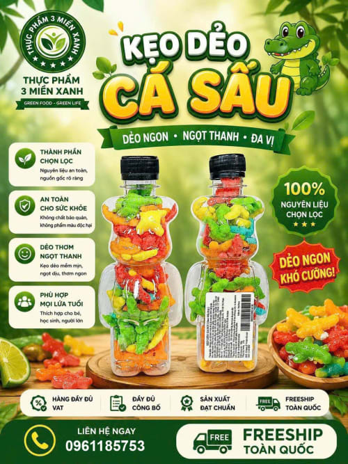 Kẹo dẻo cá sấu (hộp 130g)