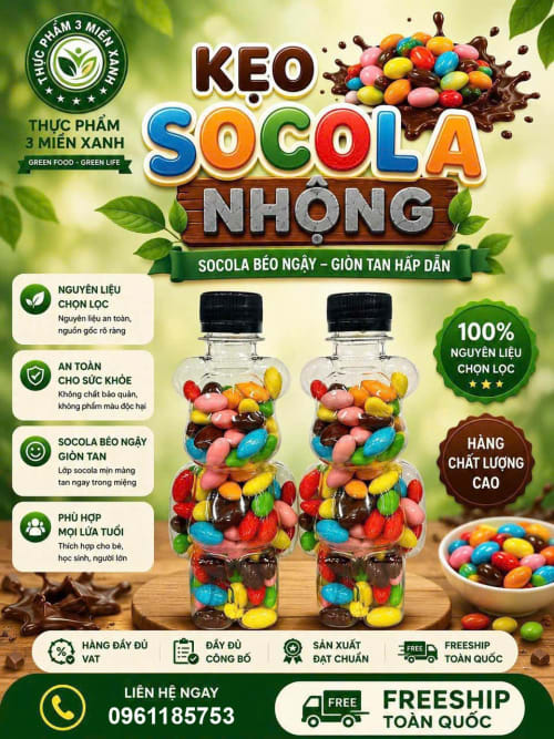 Kẹo socola nhộng (hộp 200g)