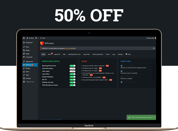 WProtect - Total security plugin for WordPress - 1