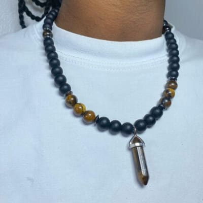 œil de tigre+hématite+ onyx mât