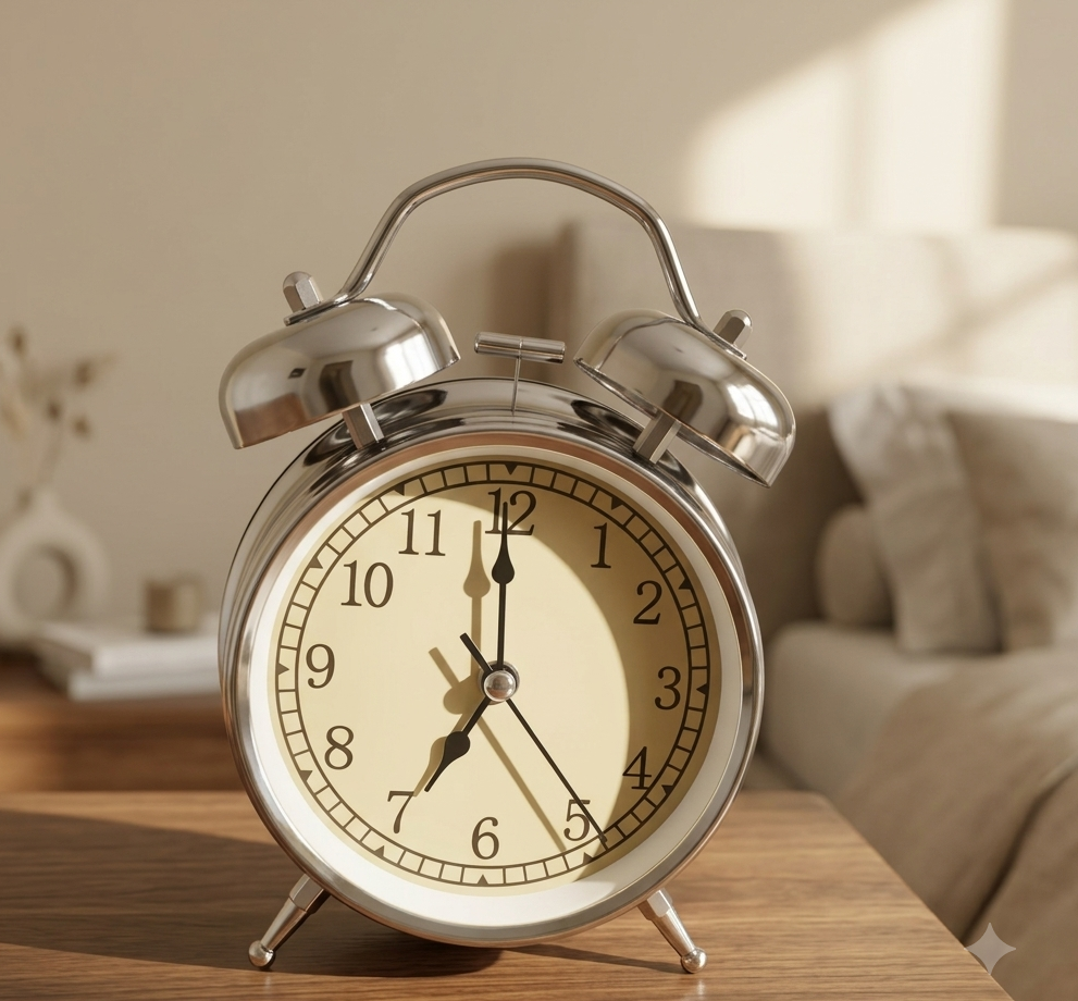 Premium Chrome Twin Bell Analog Table Clock