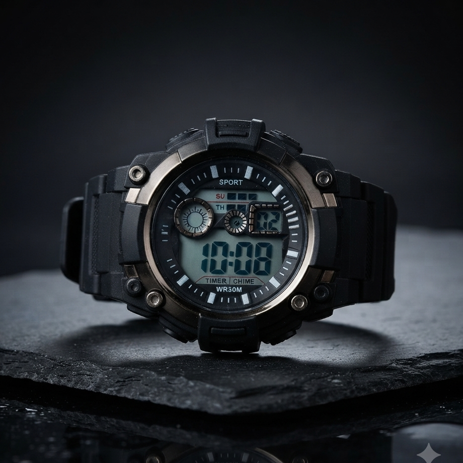 Rugged Sport Digital Watch – Black