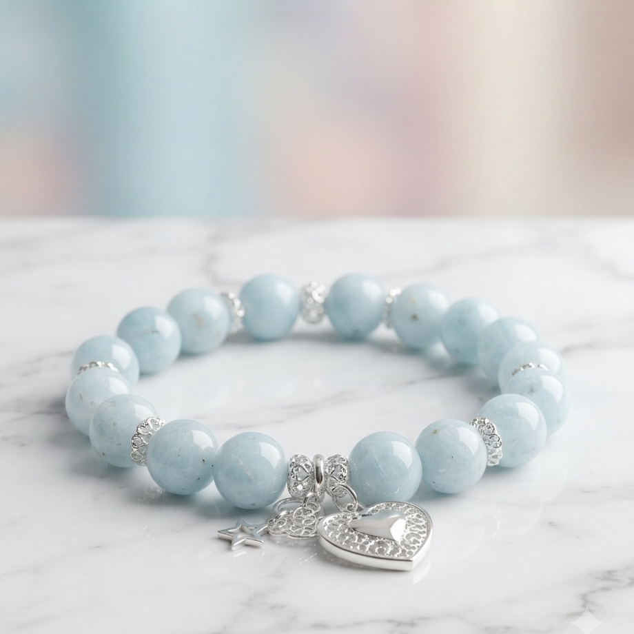 Elegant Natural Stone Charm Bracelet – Sky Blue
