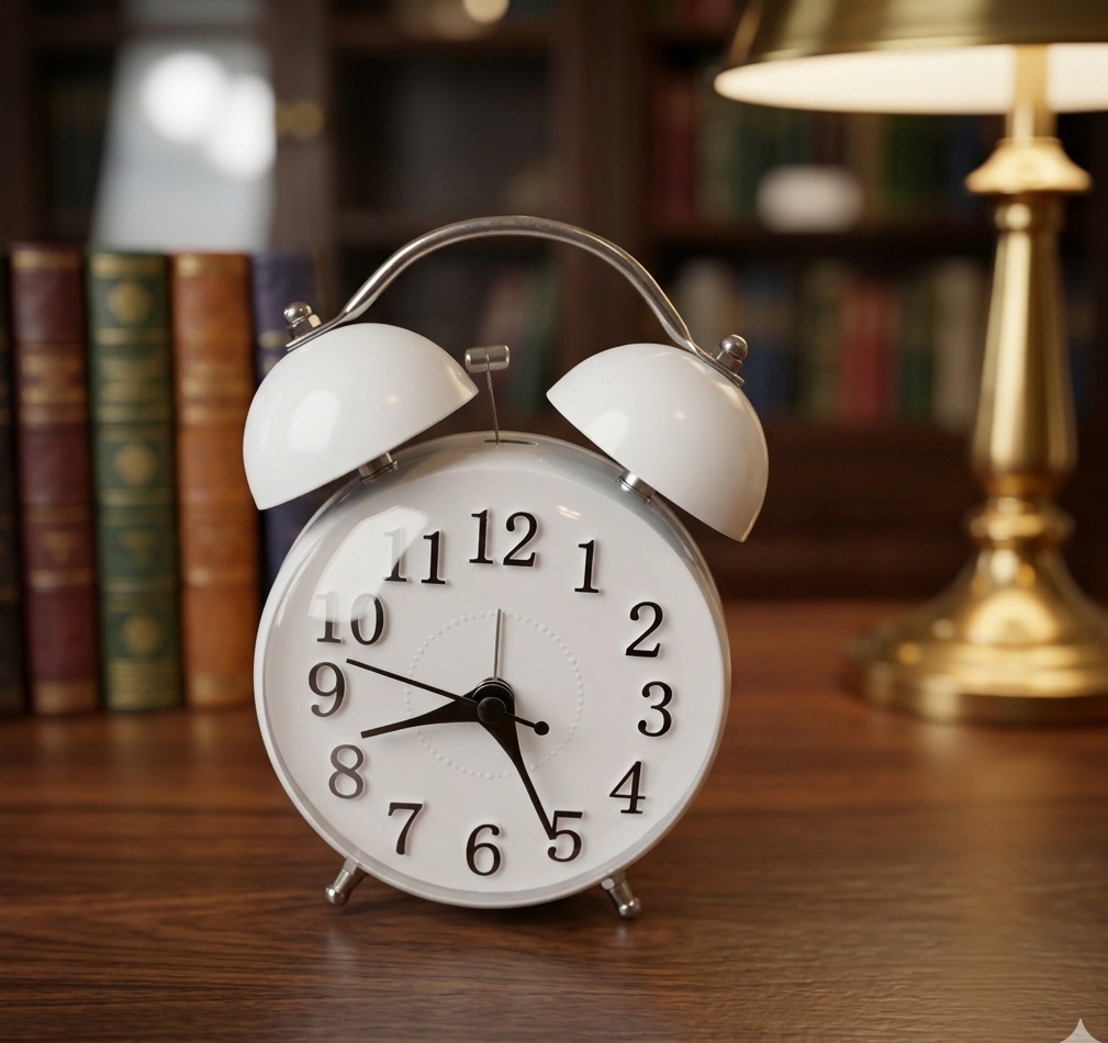 Classic White Twin Bell Alarm Clock
