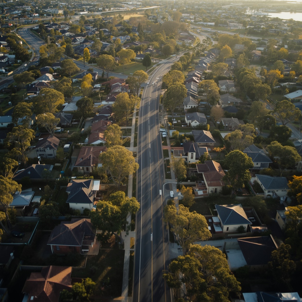 Aerial view of Quakers Hill, NSW showing residential streets, homes and surrounding greenery.
