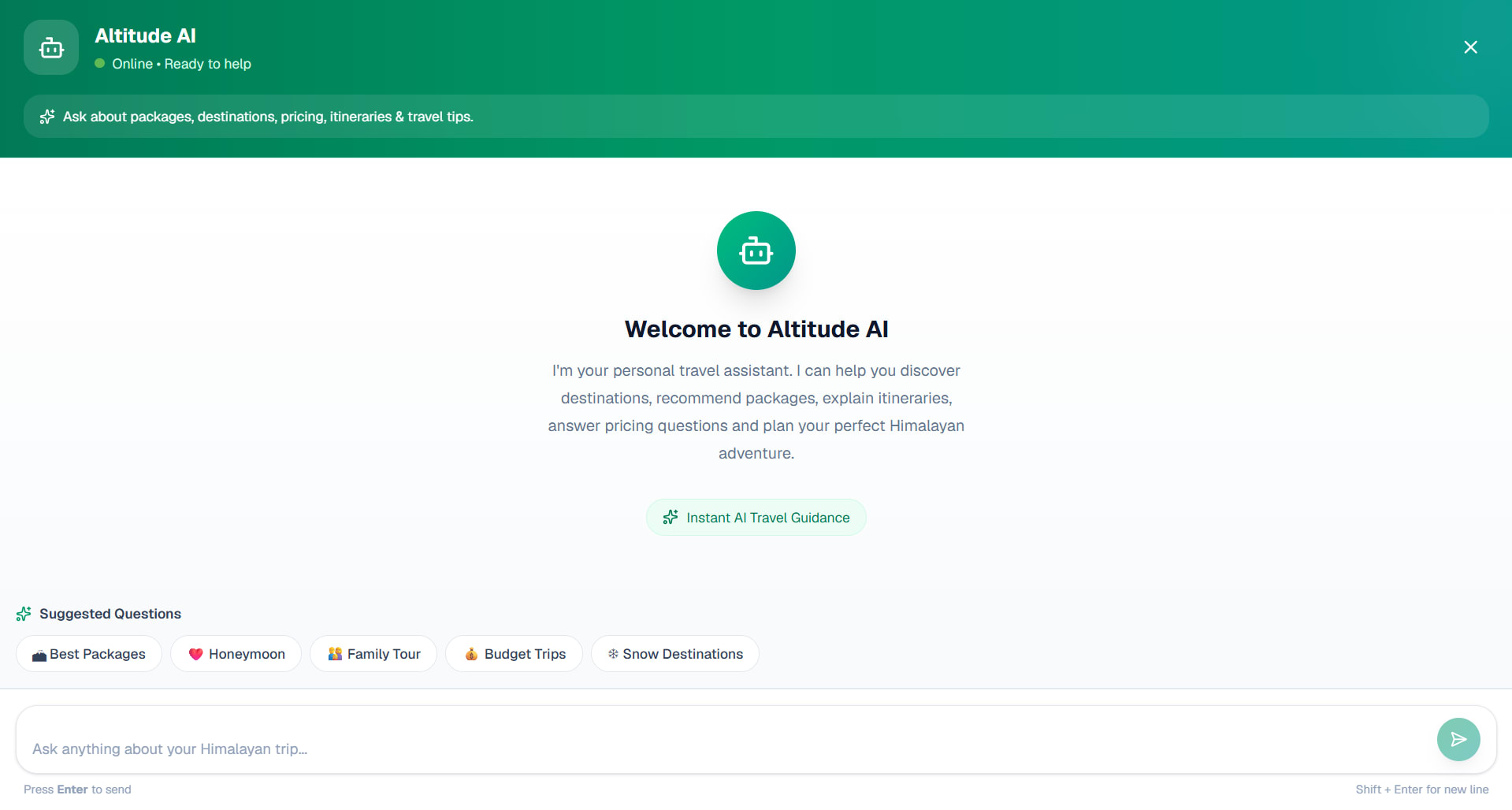 Altitude Escapes AI powered travel planning experience