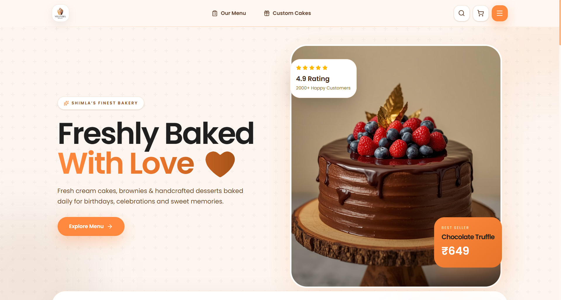 Veloura Bakery modern bakery website homepage