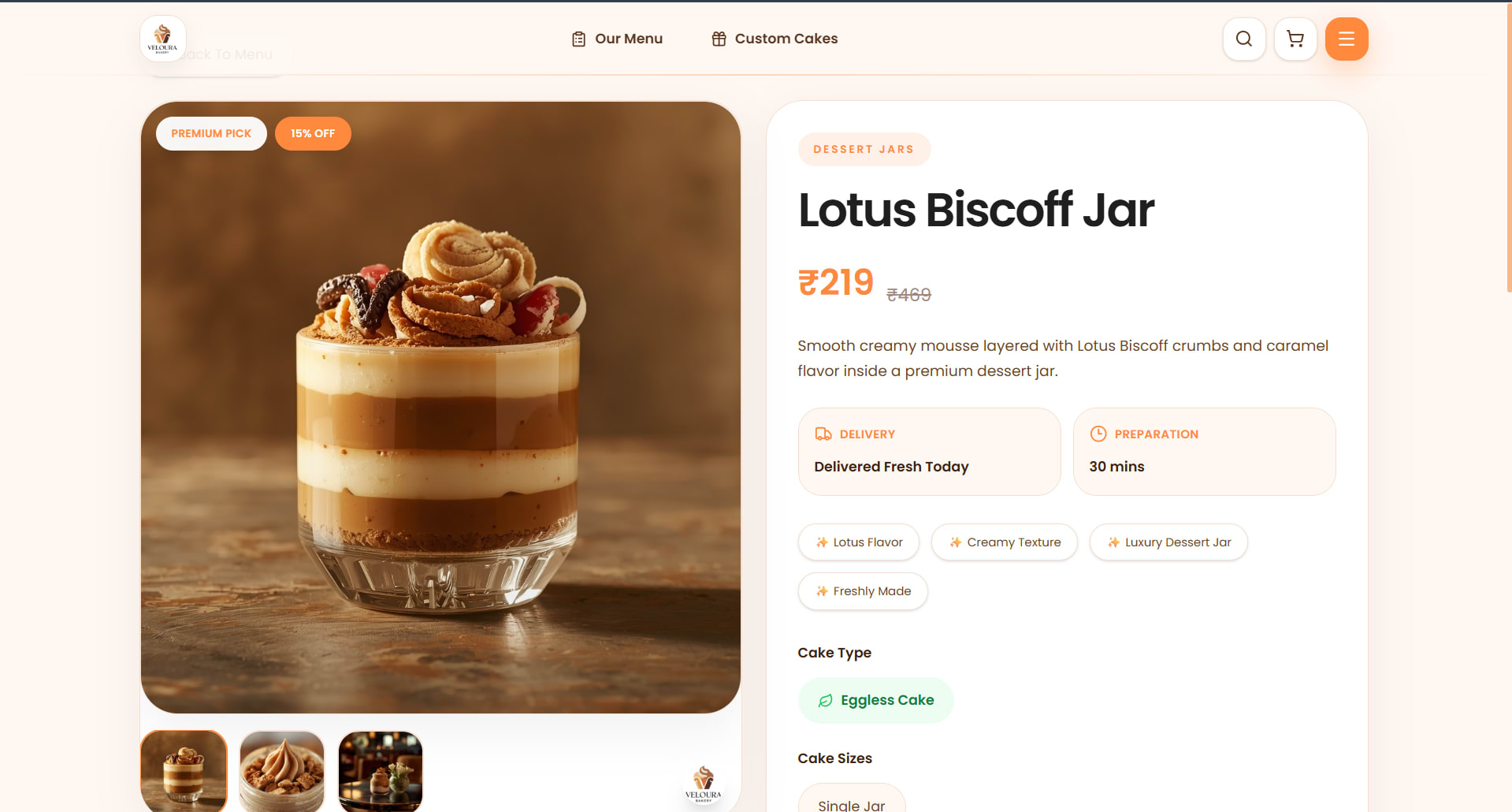 Veloura Bakery bakery product detail page