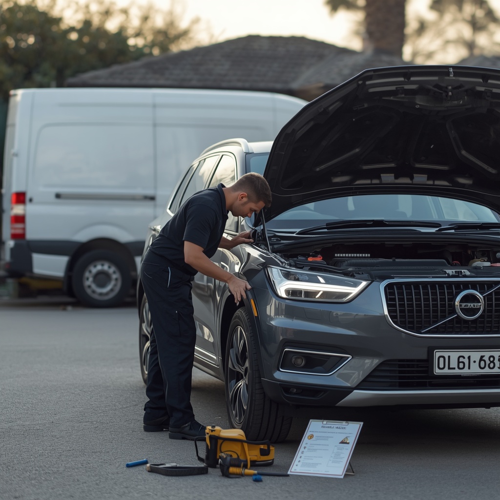Mobile mechanic completing a general car service at a Melbourne home driveway