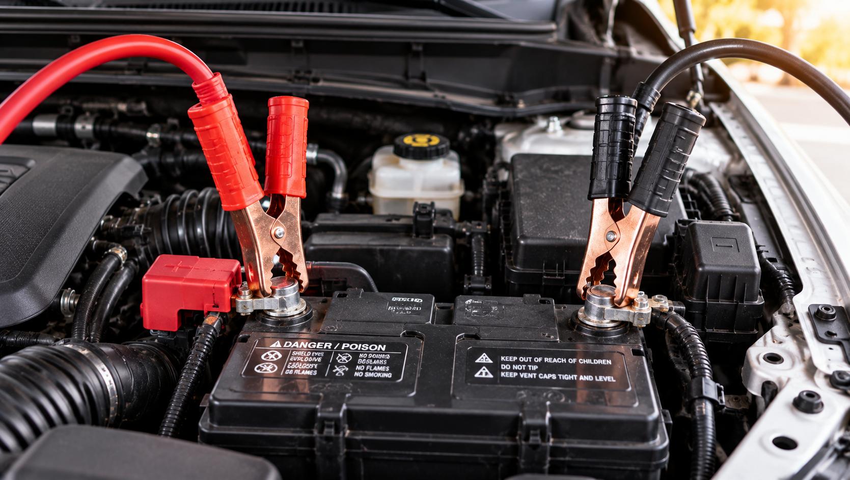 Jumper-lead clamps connected to designated vehicle jump-start terminals