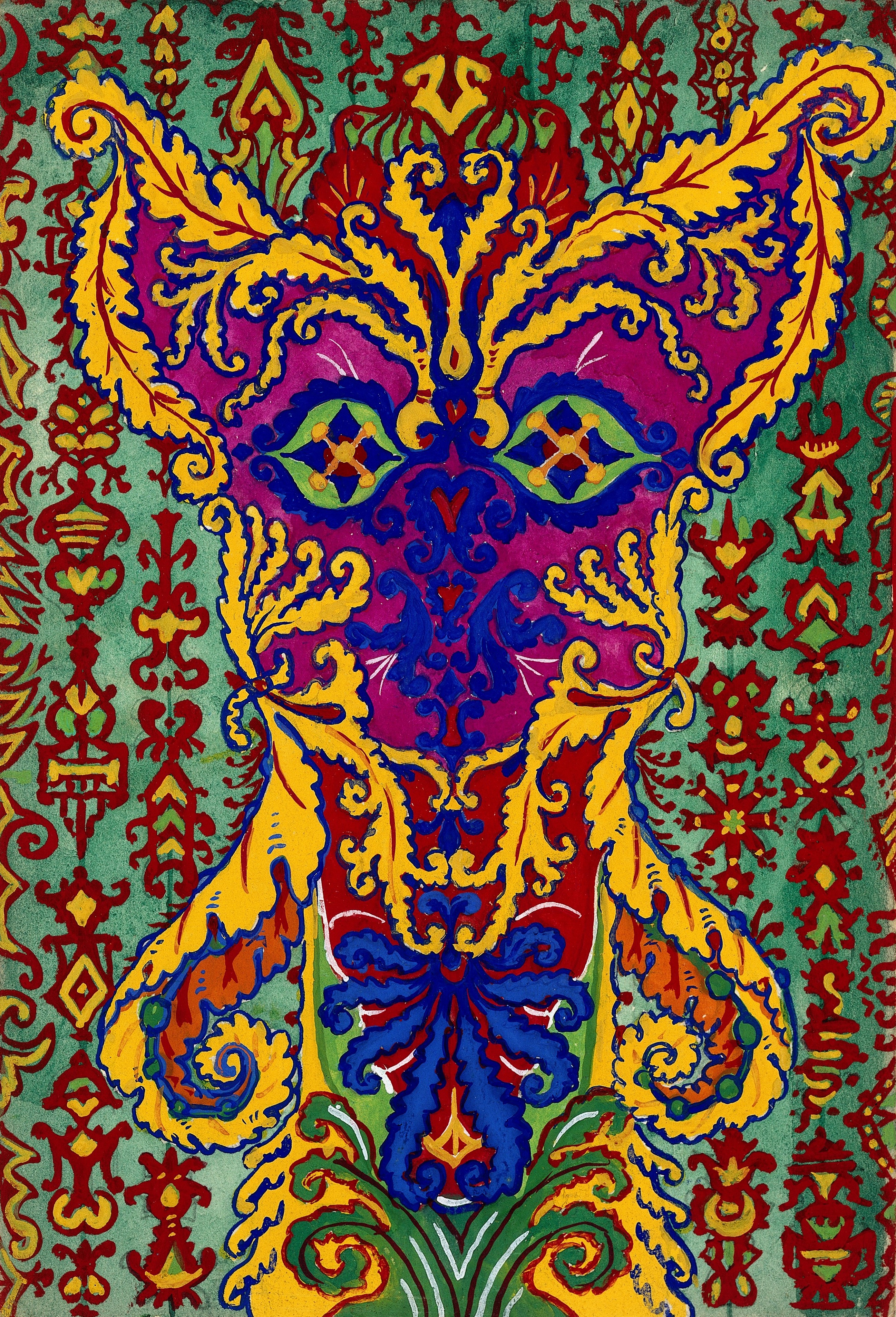 A3 Art Print titled A Cat formed with Patterns by Louis Wain for room decor