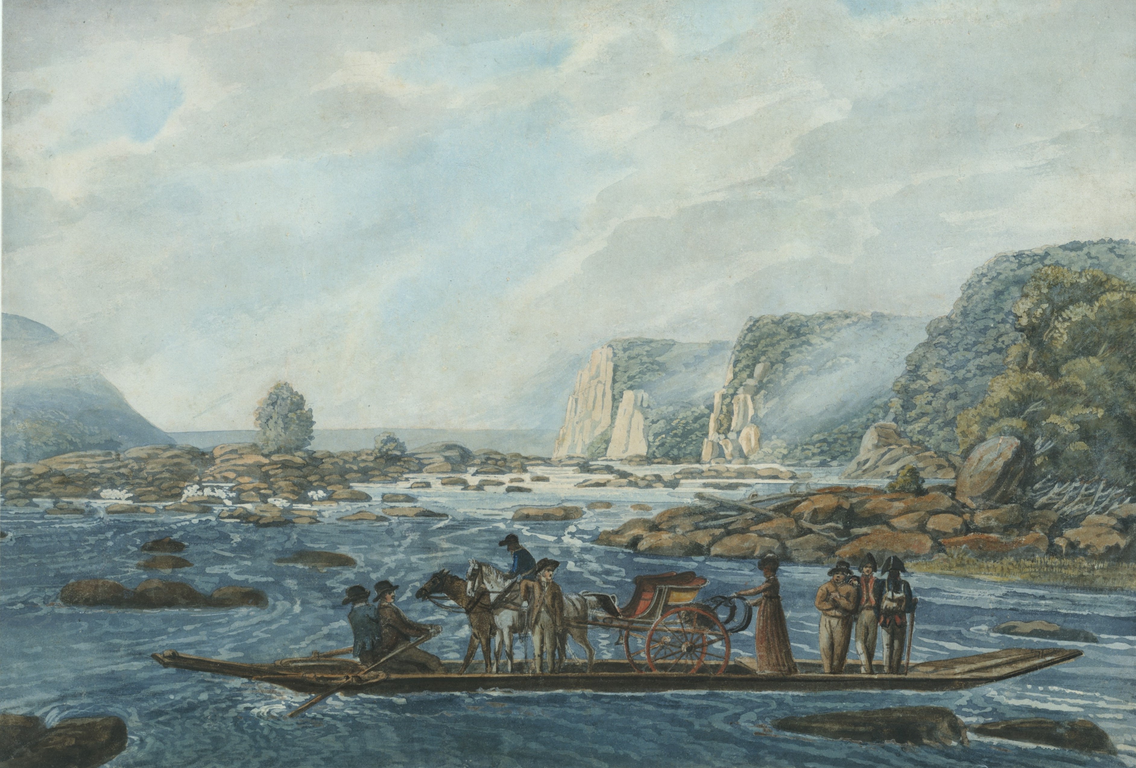 A3 Art Print titled A Ferry Scene on the Susquehanna by Pavel Petrovich Svinin for room decor