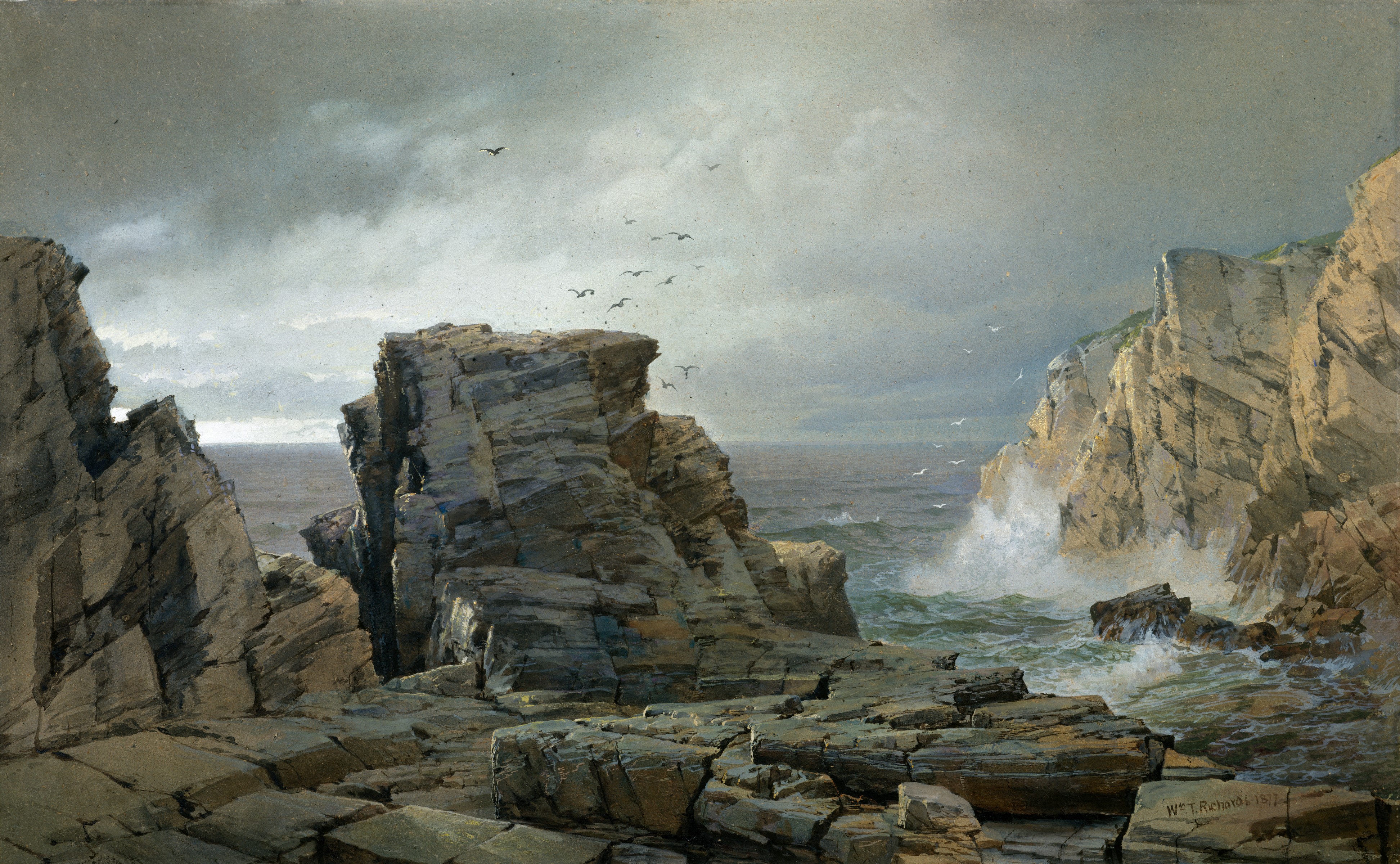 A3 Art Print titled A Rocky Coast by William Trost Richards for room decor
