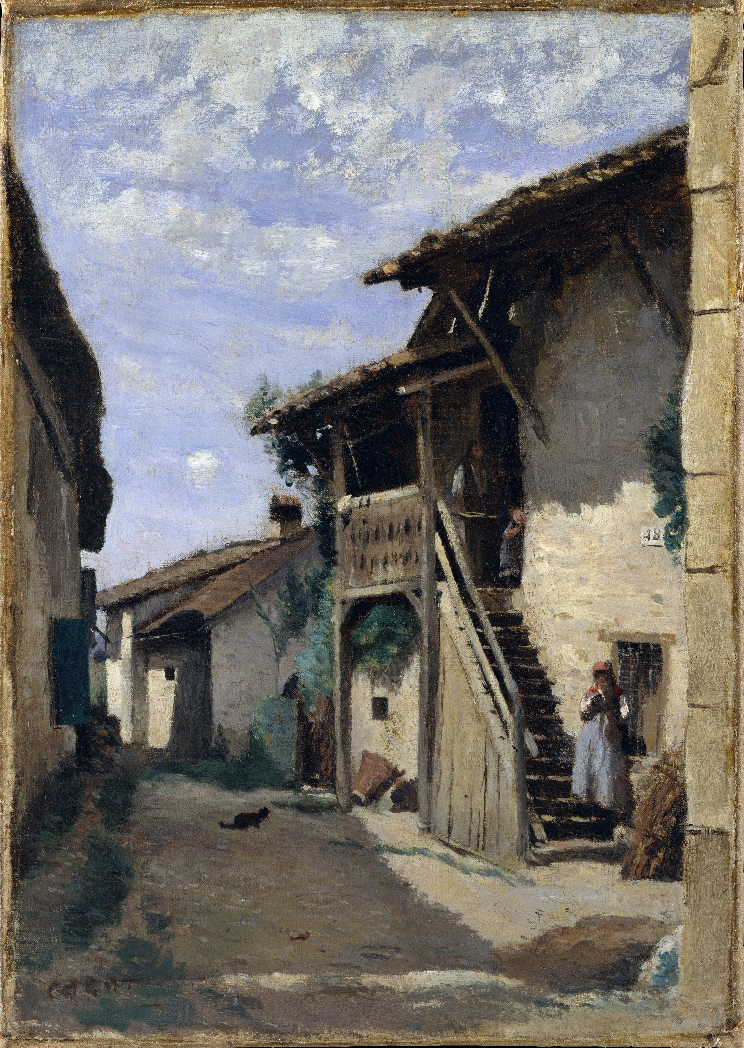 A3 Art Print titled A Village Street by Dardagny Camille Corot for room decor