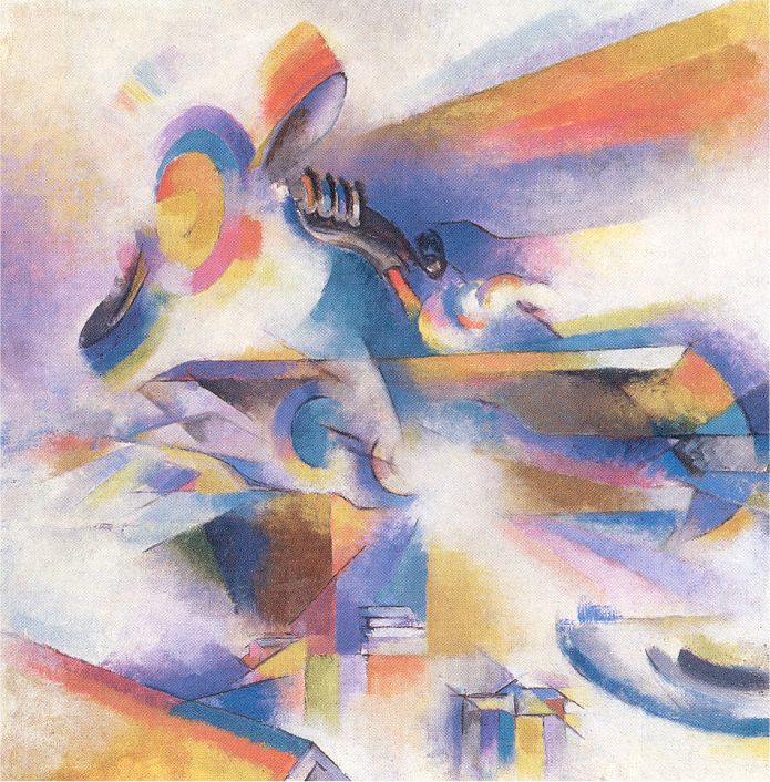 A3 Art Print titled Airplane Synchromy in Yellow-Orange by Stanton Macdonald-Wright for room decor