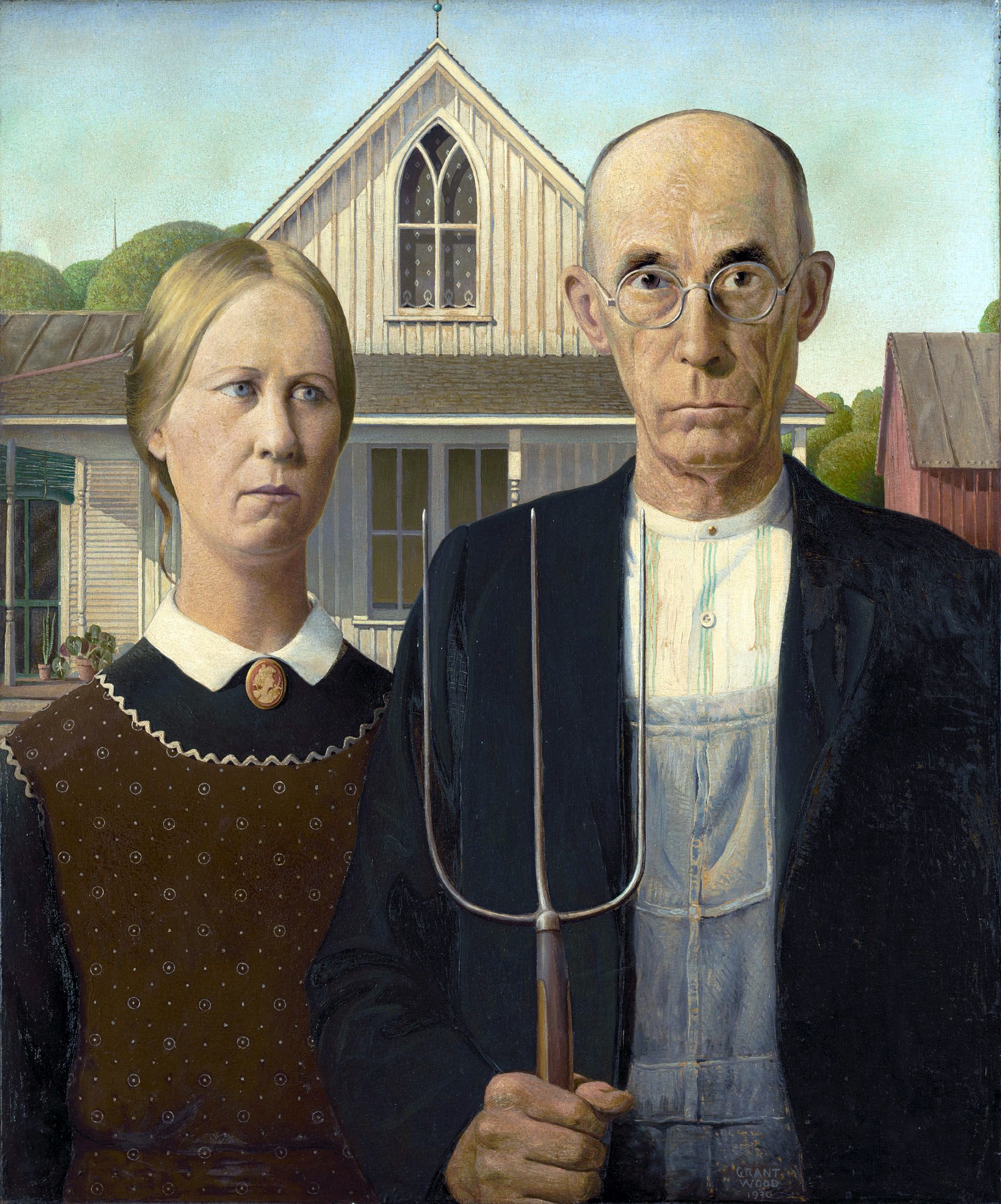 A3 Art Print titled American Gothic by Grant Wood for room decor