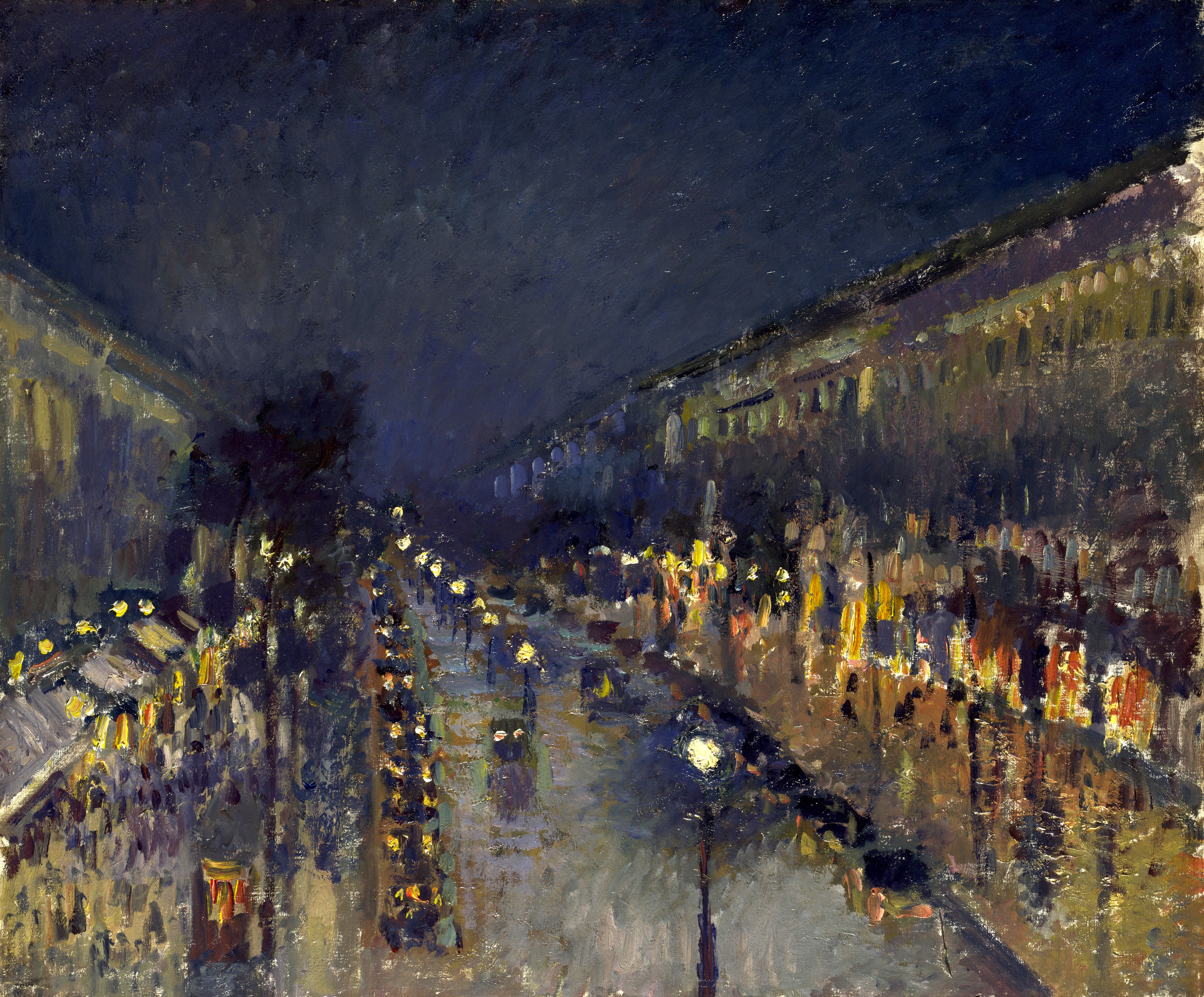 A3 Art Print titled Boulevard Montmartre At Night by Camille Pissarro for room decor