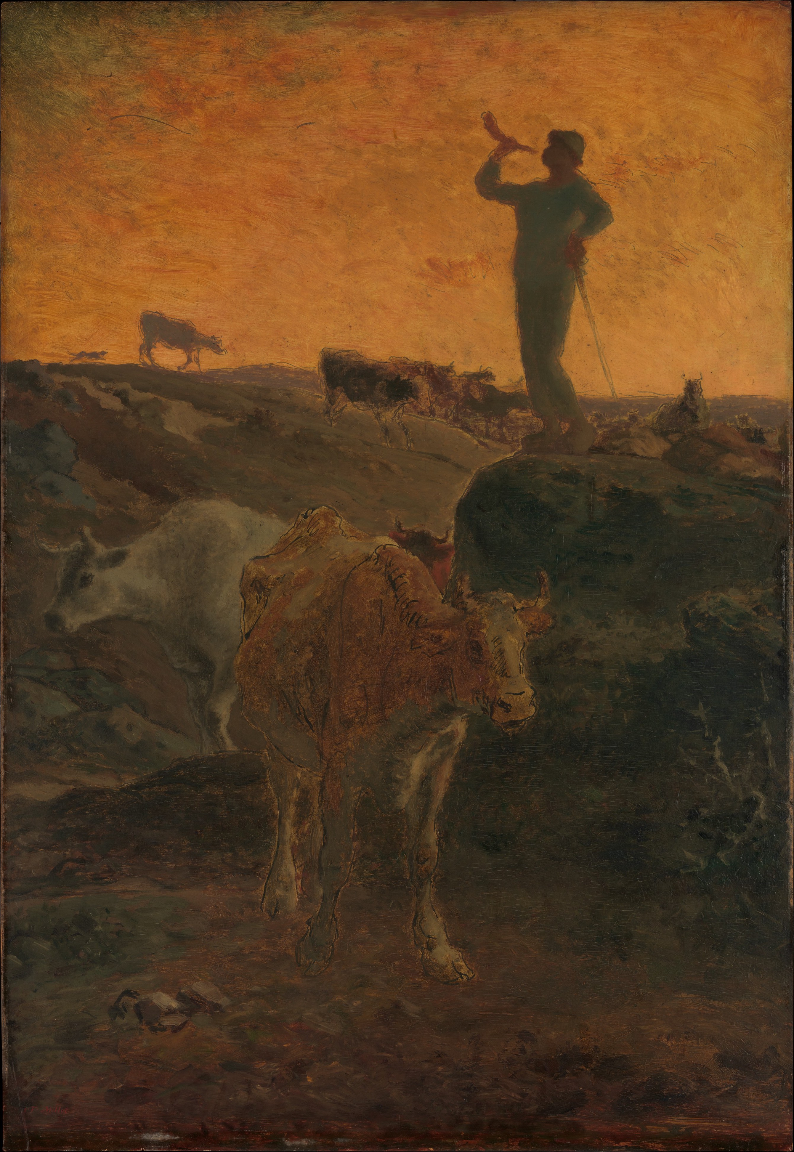 A3 Art Print titled Calling the Cows Home by Jean Francois Millet for room decor