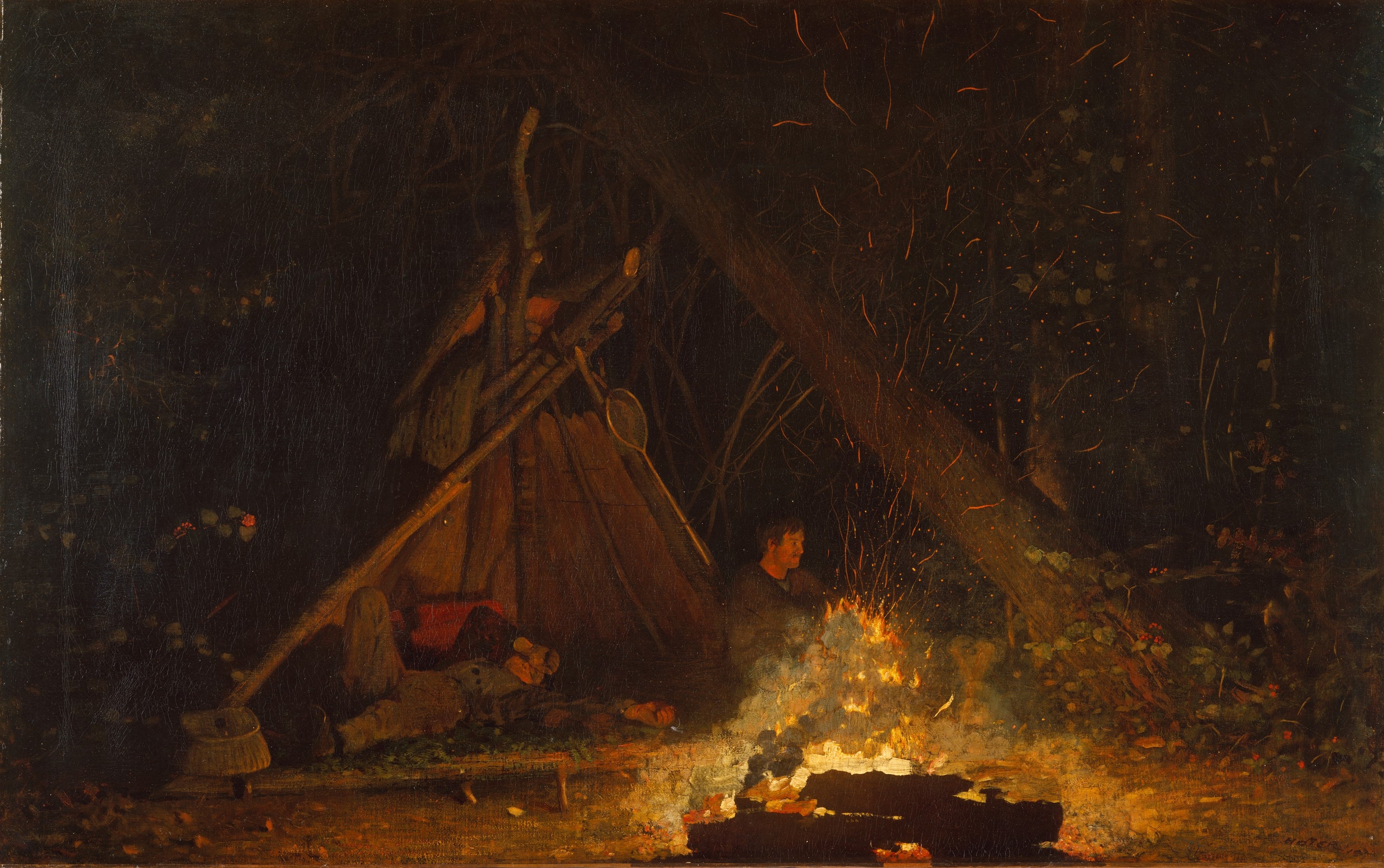 A3 Art Print titled Camp Fire by Winslow Homer for room decor