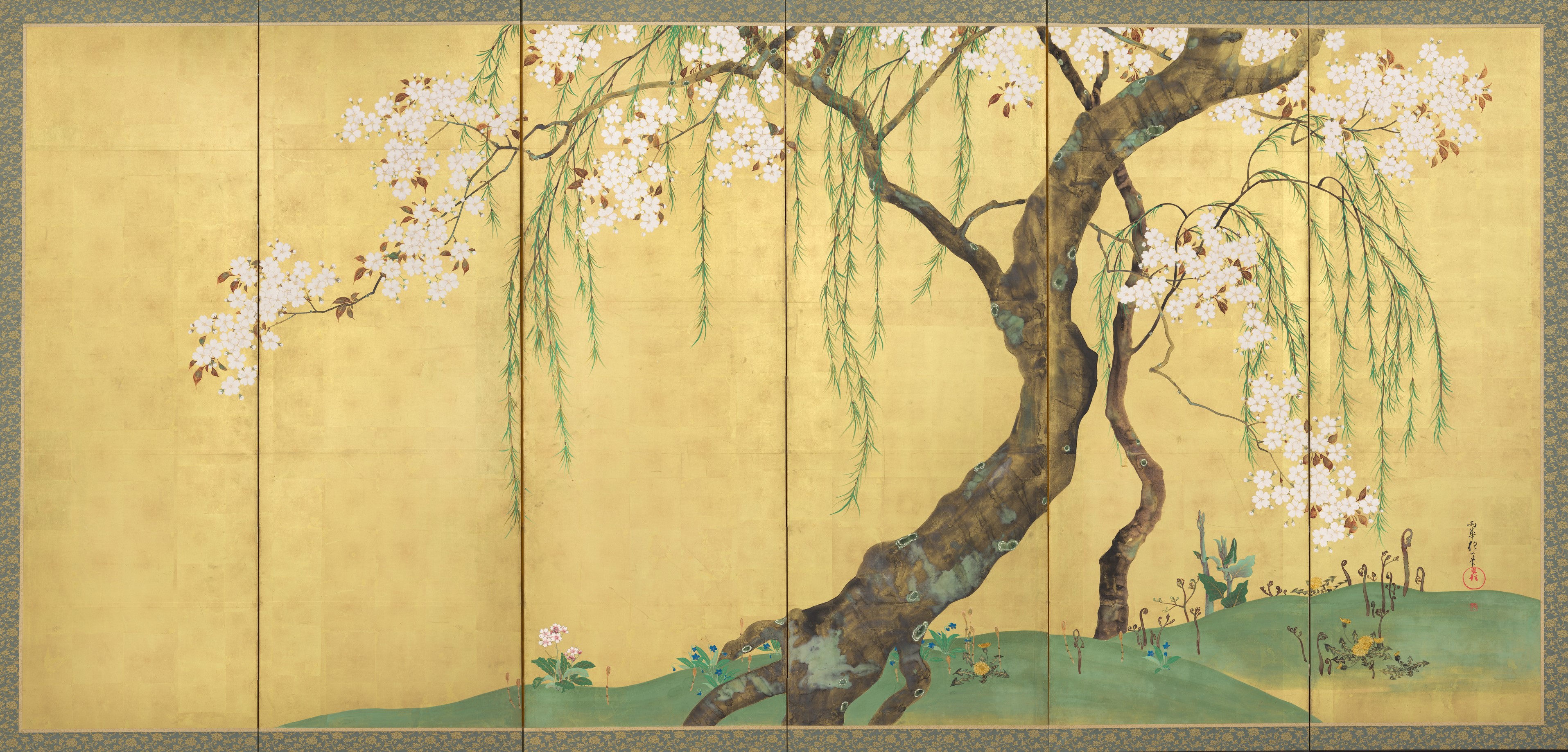 A3 Art Print titled Cherry and Maple Trees by Sakai Hoitsu for room decor